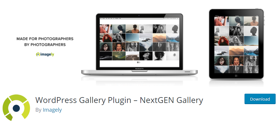Here's the Top Eight Wordpress Plugins that Everyone Should Use 45 Screenshot of the NextGEN Gallery WordPress plugin listing with gallery previews on laptop and tablet