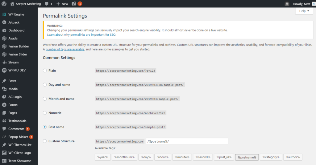 WP Pages All Get 404 Errors Except Home Page (Index.php) 23 Permalink setting