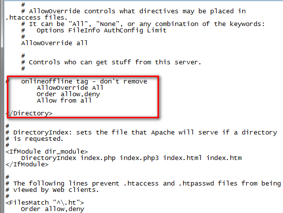 WP Pages All Get 404 Errors Except Home Page (Index.php) 24 httdp.conf file