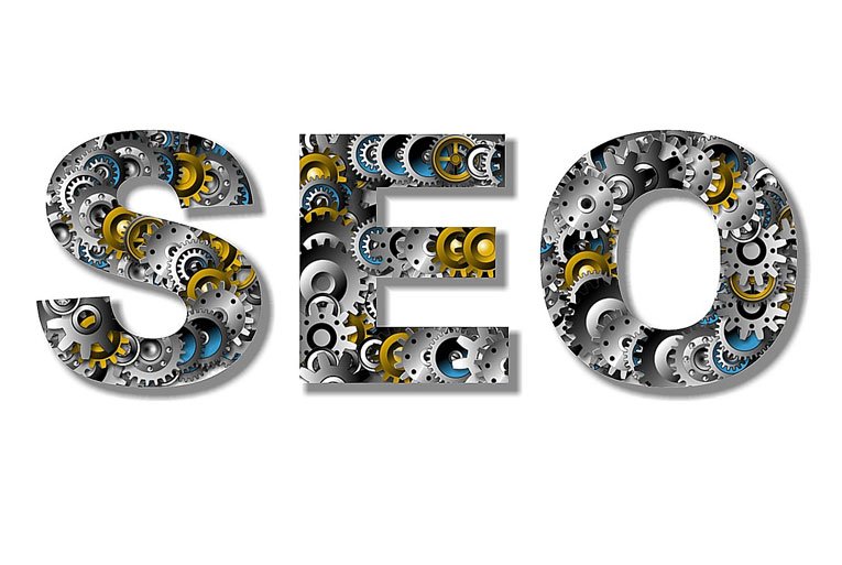 SEO letters filled with mechanical gears and cogs