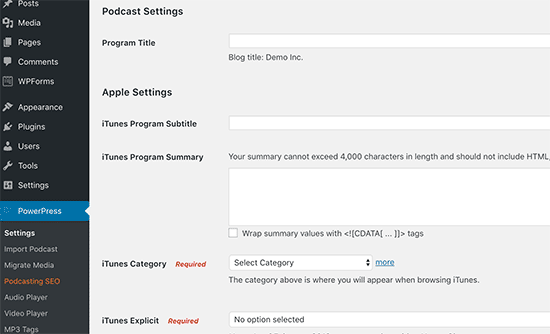 podcastsettings
