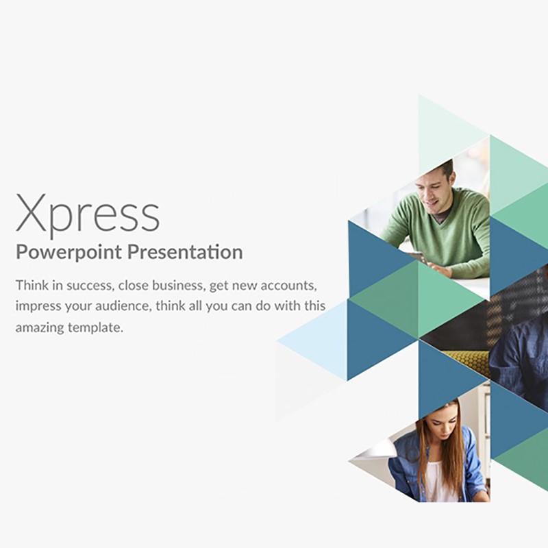 20 Best PowerPoint Presentation Templates 116 Xpress PowerPoint template slide with a geometric triangle photo-collage design