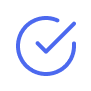 Branding 21 Blue checkmark inside an open circle outline