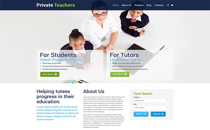 Private Teachers WordPress Theme 