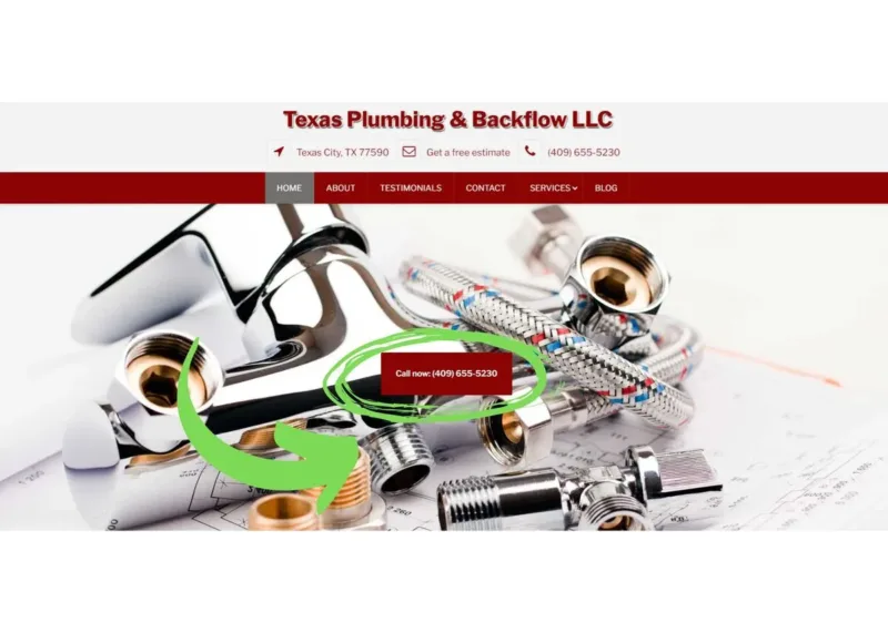 Plumber website design CTA