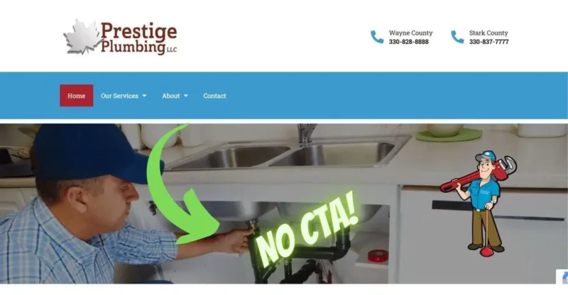 Plumber website design No CTA