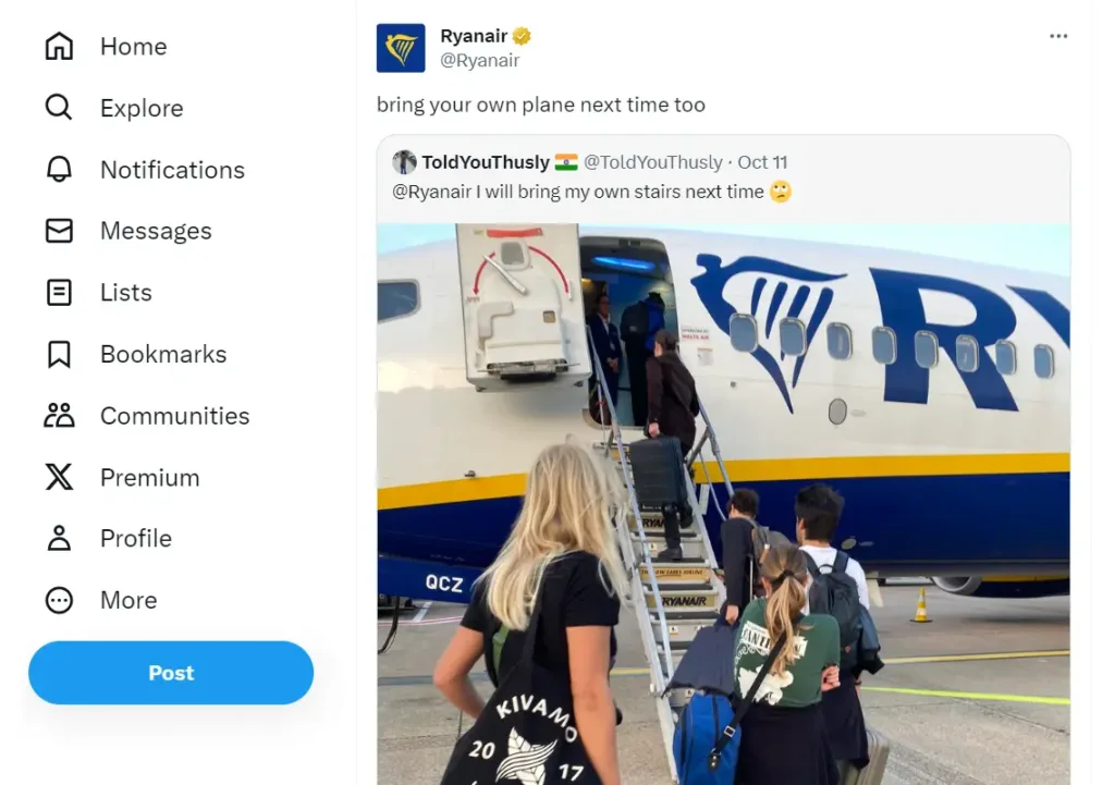 6 Simple Social Media Marketing Strategies You Can Apply To Grow Your Business 11 Ryanair tweet