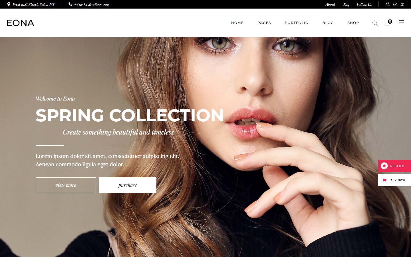 Eona fashion WordPress theme homepage
