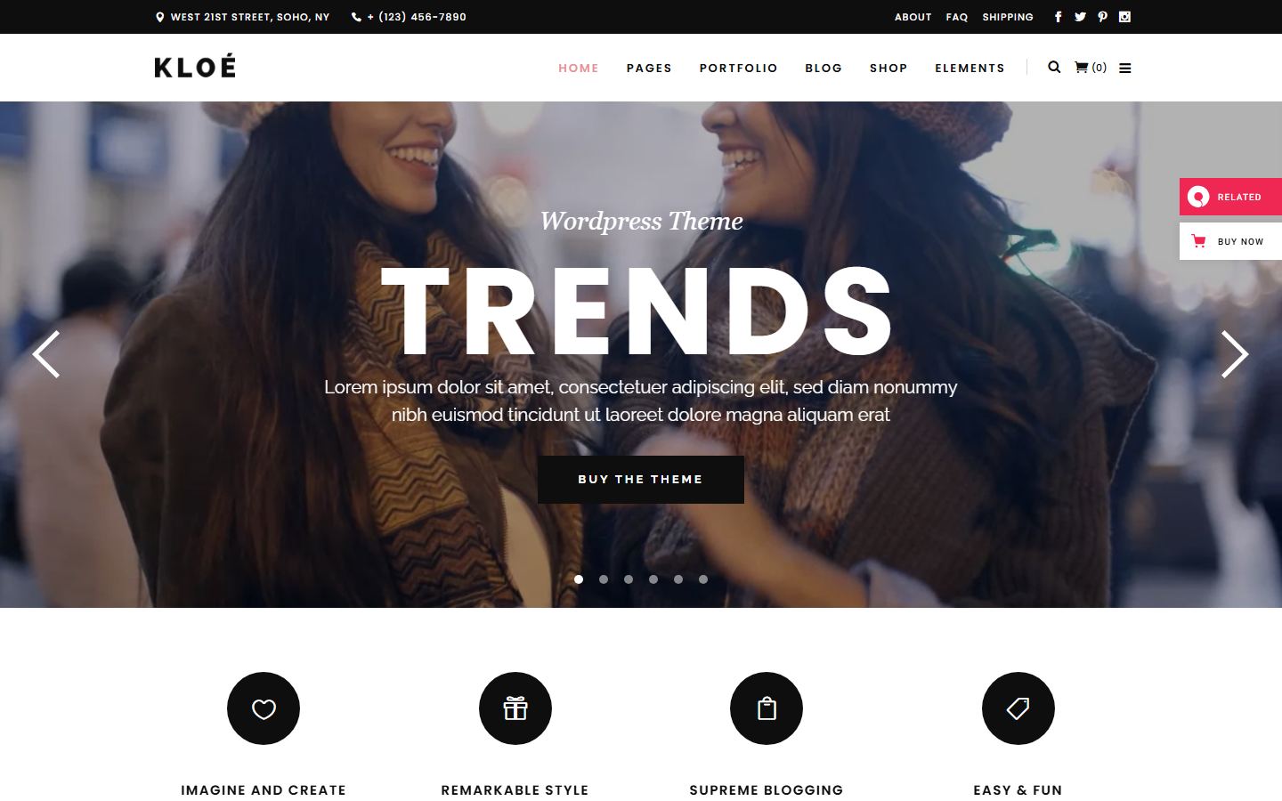 Kloe fashion WordPress theme homepage, the first pick in this roundup